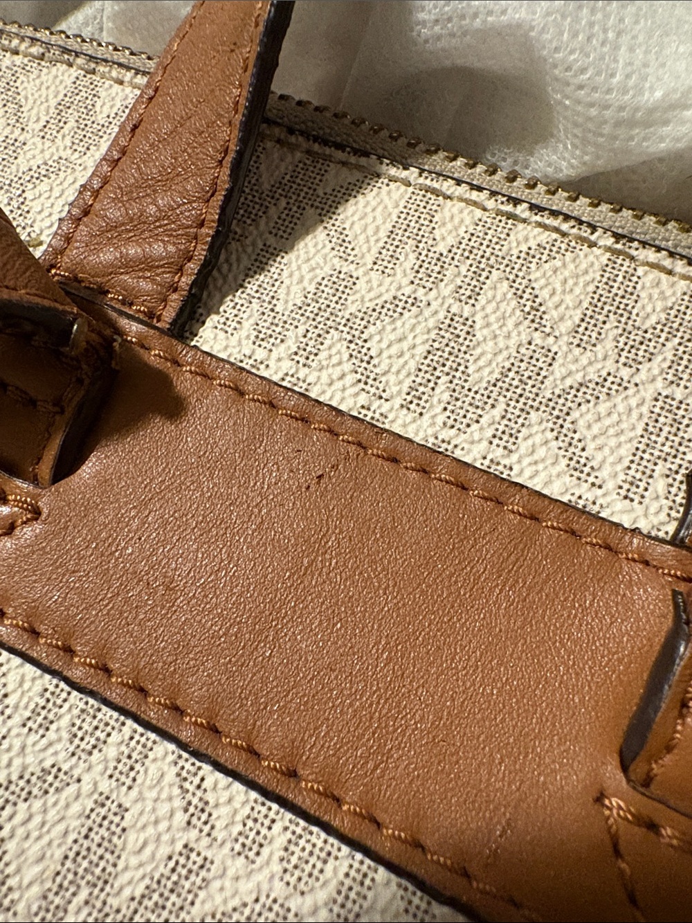 Michael Kors Rhea Zip Medium Backpack Cream and Tan Logo - Picture 8 of 10
